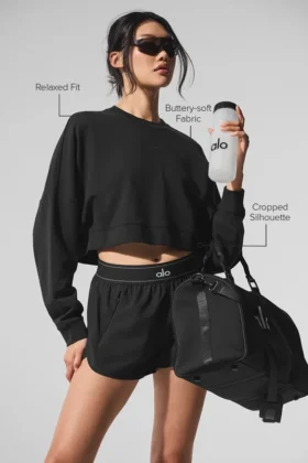 Jersey corto de cuello redondo «Sway» – Negro
