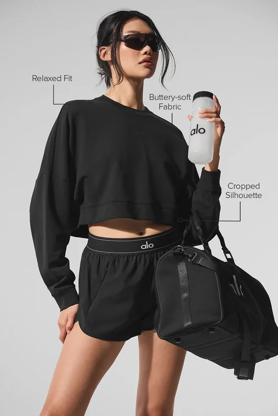 Jersey corto de cuello redondo «Sway» - Negro