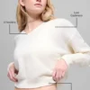 Jersey corto de lana y cachemira con cuello en V de la colección New Class - Marfil