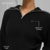 Jersey de cachemira de punto waffle con cremallera de 1/4 — Negro
