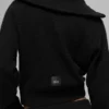 Jersey de cachemira de punto waffle con cremallera de 1/4 — Negro