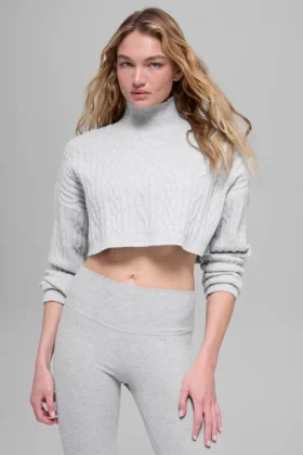 Jersey de cuello alto corto de punto trenzado «Winter Bliss» de manga larga - Athletic Heat
