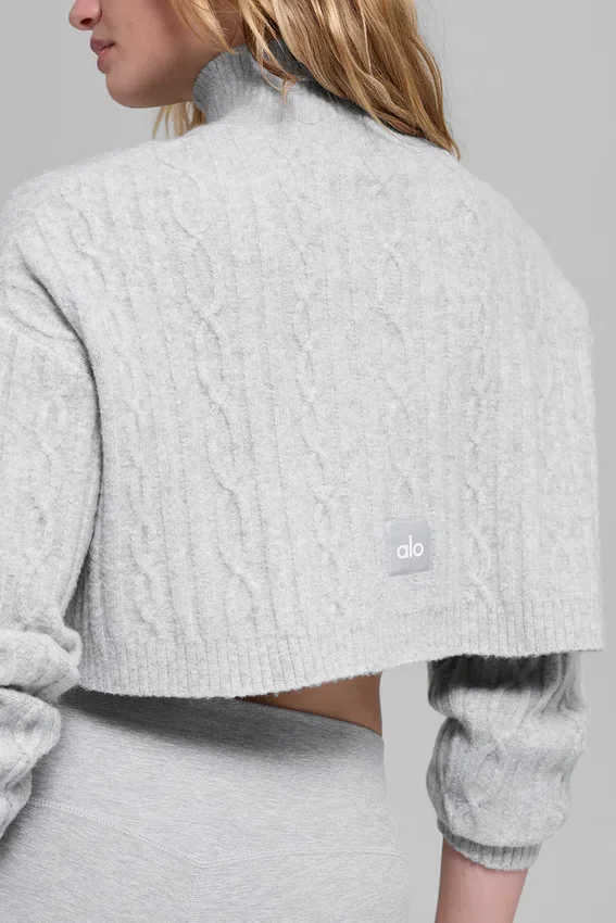 Jersey de cuello alto corto de punto trenzado «Winter Bliss» de manga larga - Athletic Heat