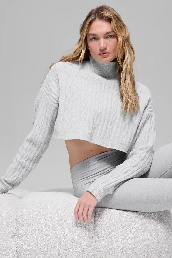 Jersey de cuello alto corto de punto trenzado «Winter Bliss» de manga larga - Athletic Heat
