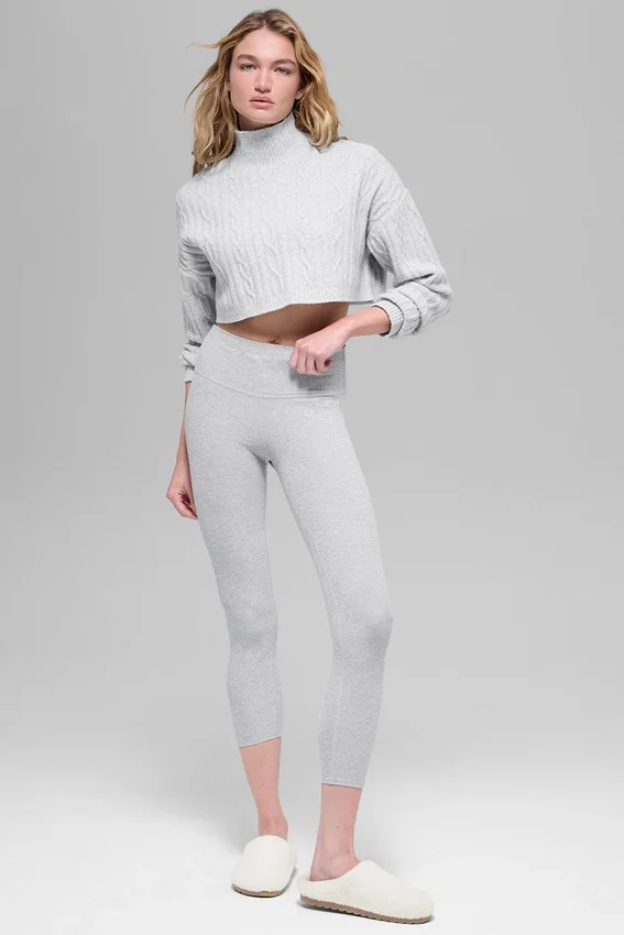 Jersey de cuello alto corto de punto trenzado «Winter Bliss» de manga larga - Athletic Heat