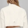 Jersey de cuello alto corto de punto trenzado «Winter Bliss» de manga larga - Marfil