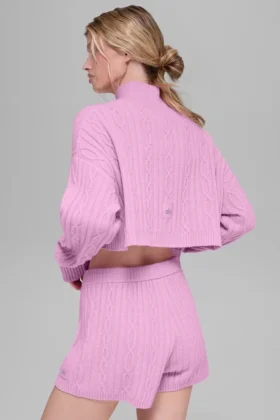 Jersey de cuello alto corto de punto trenzado «Winter Bliss», manga larga – Candy Heart P