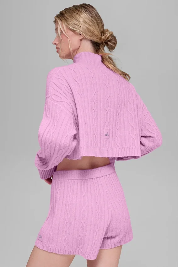 Jersey de cuello alto corto de punto trenzado «Winter Bliss», manga larga - Candy Heart P