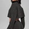 Jersey de cuello alto corto de punto trenzado Winter Bliss, manga larga - Gris oscuro jaspeado