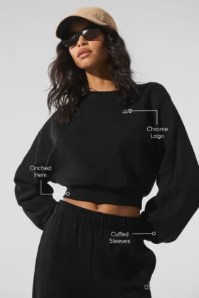 Jersey de cuello redondo Accolade corto – Negro