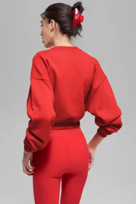 Jersey de cuello redondo Accolade corto – Rojo brillante