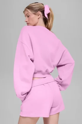 Jersey de cuello redondo Accolade corto – Rosa corazón de caramelo