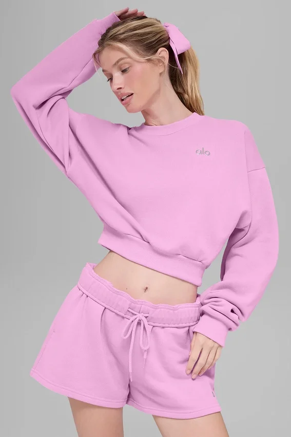 Jersey de cuello redondo Accolade corto - Rosa corazón de caramelo