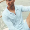 Jersey de lino «Coastal» de manga larga - Azul mar
