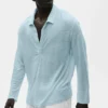 Jersey de lino «Coastal» de manga larga - Azul mar
