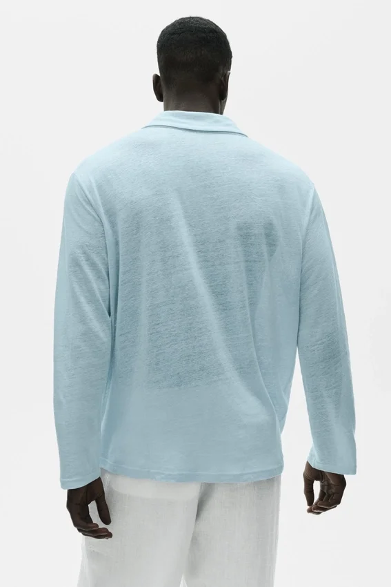 Jersey de lino «Coastal» de manga larga - Azul mar
