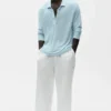 Jersey de lino «Coastal» de manga larga - Azul mar
