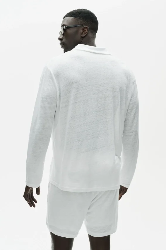 Jersey de lino «Coastal» de manga larga - Blanco
