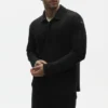 Jersey de lino «Coastal» de manga larga sin botones - Negro