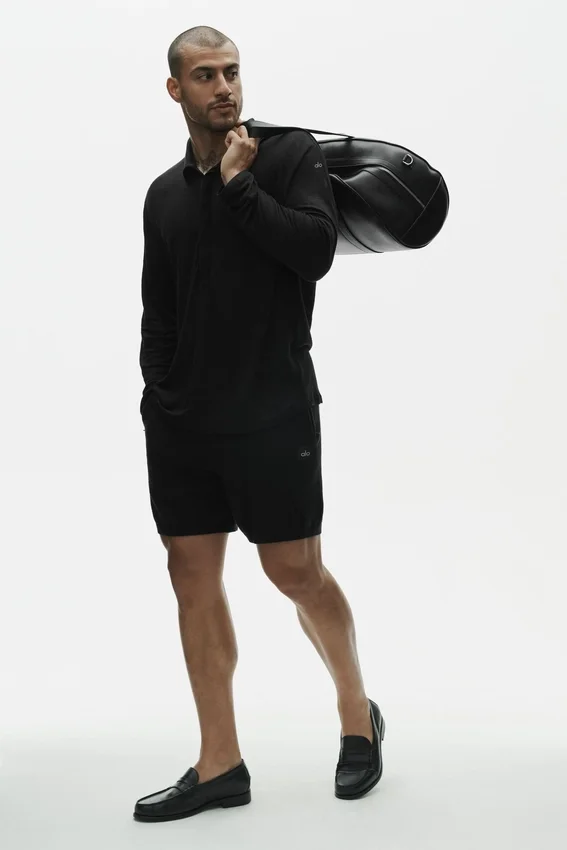 Jersey de lino «Coastal» de manga larga sin botones - Negro