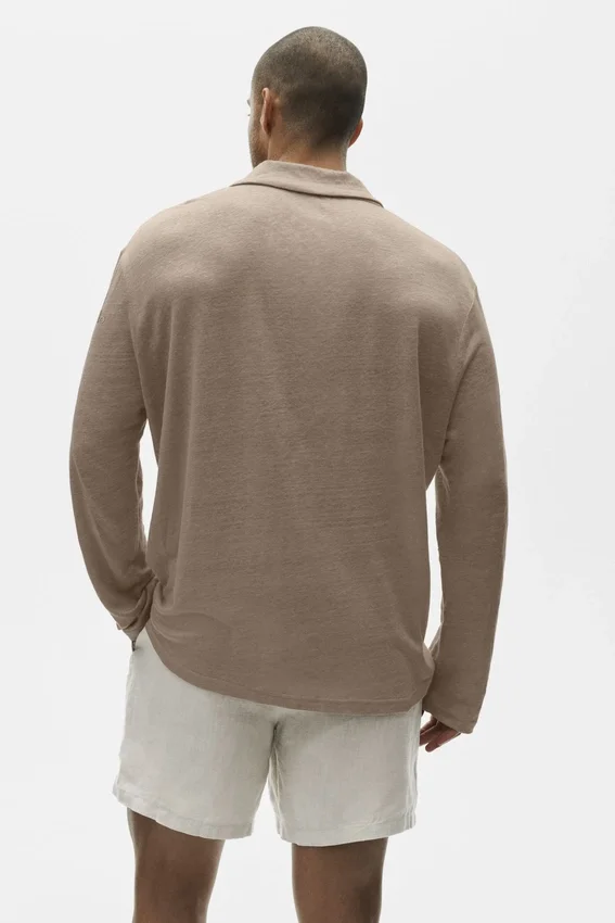 Jersey de lino de manga larga estilo costero - Gravel