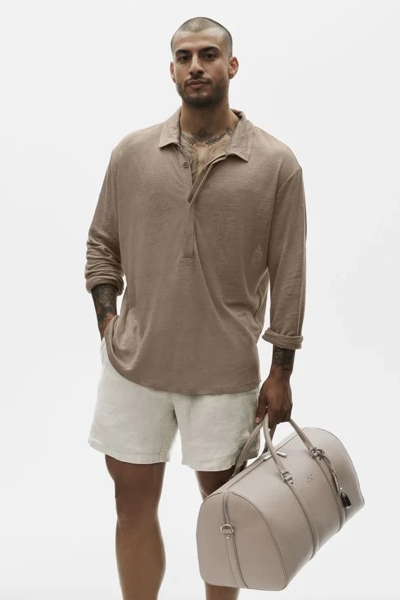 Jersey de lino de manga larga estilo costero - Gravel
