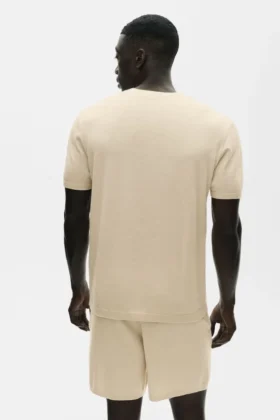 Jersey de manga corta de algodón y cachemira Ever Soft – Beige arena