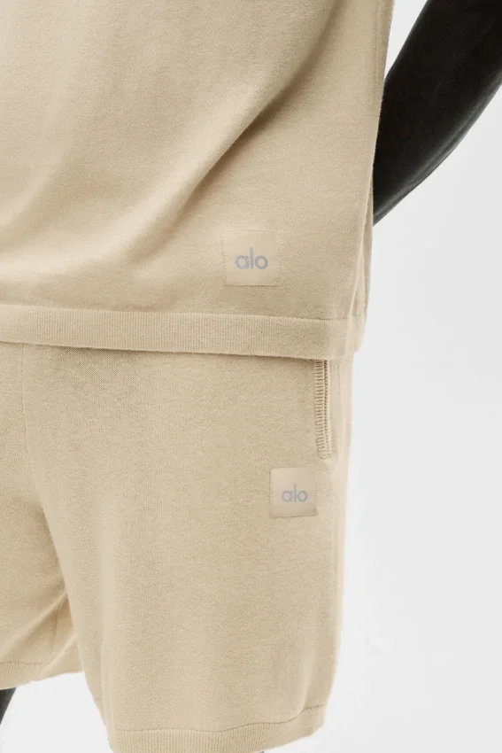 Jersey de manga corta de algodón y cachemira Ever Soft - Beige arena