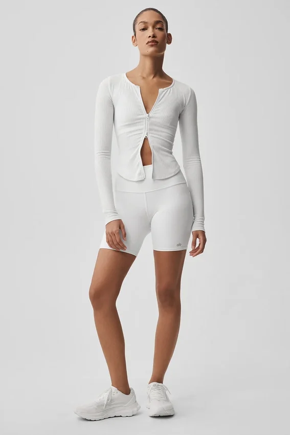 Jersey de manga larga acanalado Stardust - Blanco