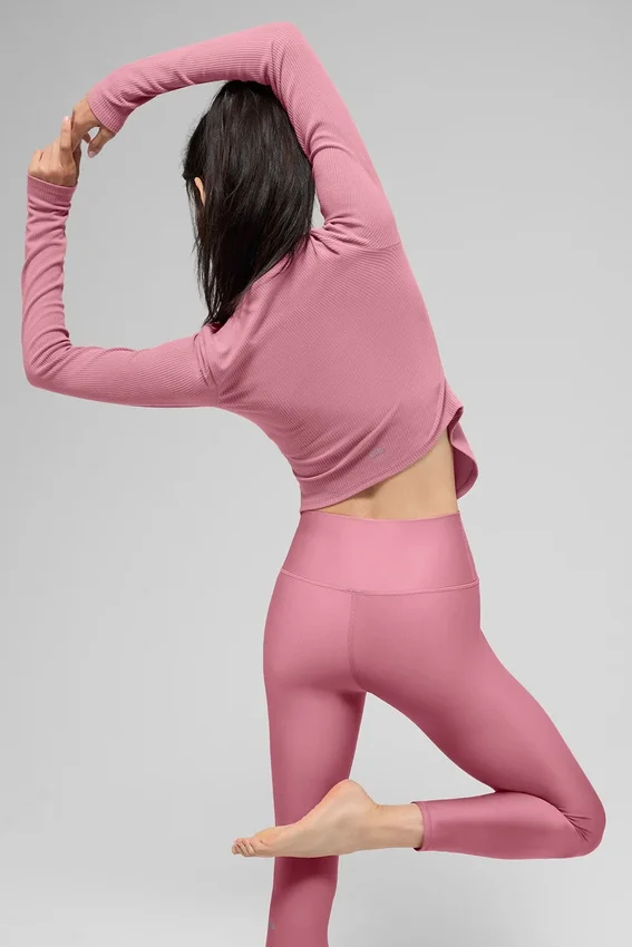 Jersey de manga larga acanalado Stardust - Rosa silvestre