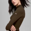 Jersey de manga larga con cuello alto «Mesmerize» de punto acanalado - Espresso