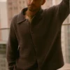 Jersey de manga larga con cuello redondo y botones «Shift Knit» - Espresso