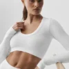 Jersey de manga larga corta «Serene» sin costuras y con canalé - Blanco