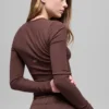 Jersey de manga larga de modal acanalado - Brownstone
