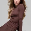 Jersey de manga larga de modal acanalado - Brownstone