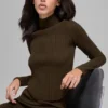 Jersey de punto vaquero sin espalda y de manga larga - Espresso/Negro