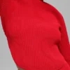 Jersey de punto vaquero sin espalda y de manga larga - Rojo brillante
