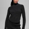 Jersey de punto vaquero sin espalda y manga larga - Negro/Antracita