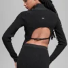 Jersey de punto vaquero sin espalda y manga larga - Negro/Antracita