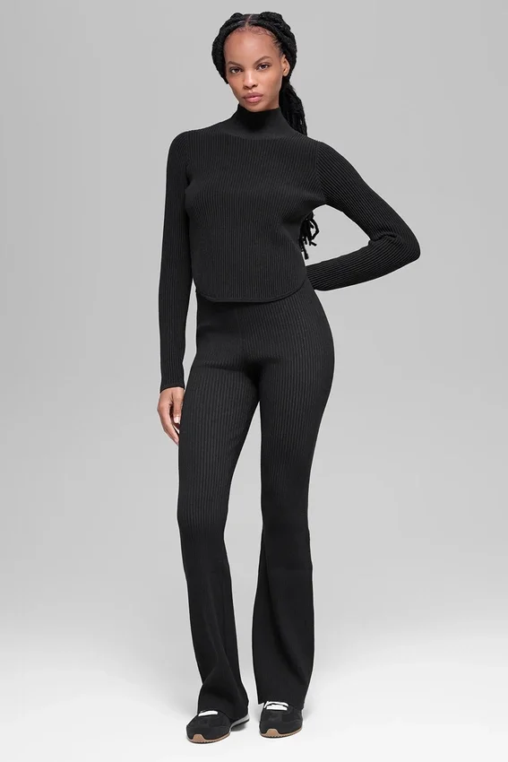 Jersey de punto vaquero sin espalda y manga larga - Negro/Antracita