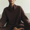 Jersey Hazy de cuello alto - Brownstone