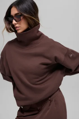 Jersey Hazy de cuello alto – Brownstone