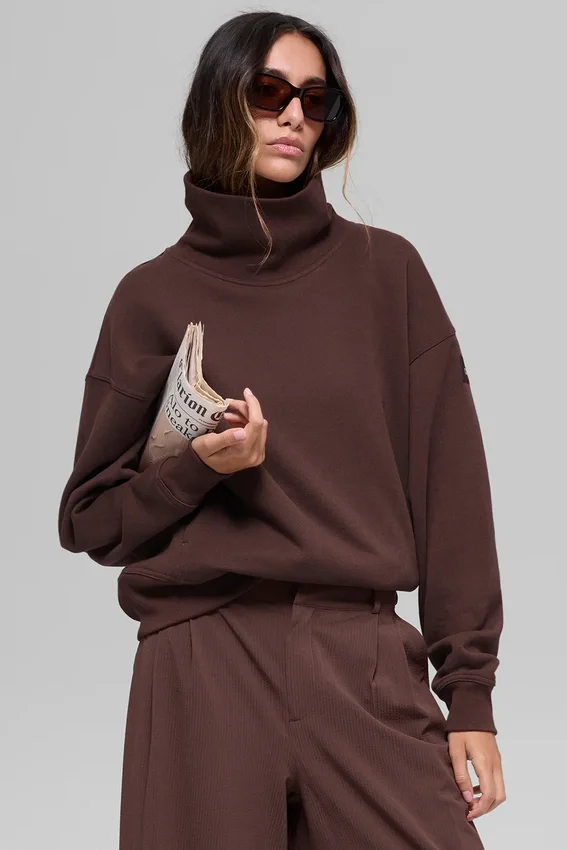 Jersey Hazy de cuello alto - Brownstone