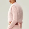 Jersey Northstar de cachemira con cremallera completa y pelo sintético - Rosa escarchado