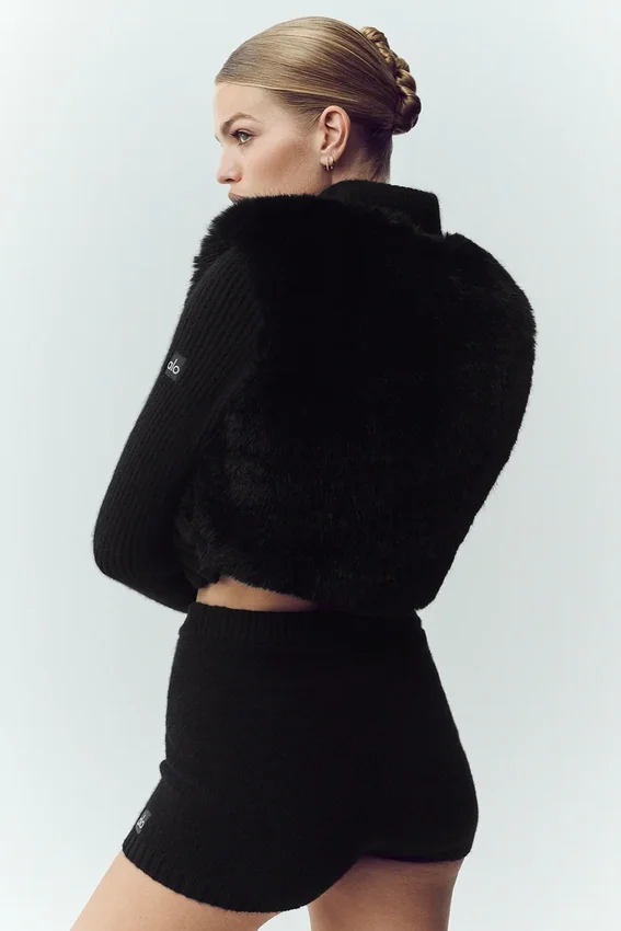 Jersey Northstar de cachemira con pelo sintético y cremallera completa - Negro