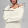 Jersey oversize de cuello en V de lana y cachemira New Class - Marfil