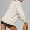 Jersey unisex de cuello redondo «New Class» de lana y cachemira - Beige jaspeado