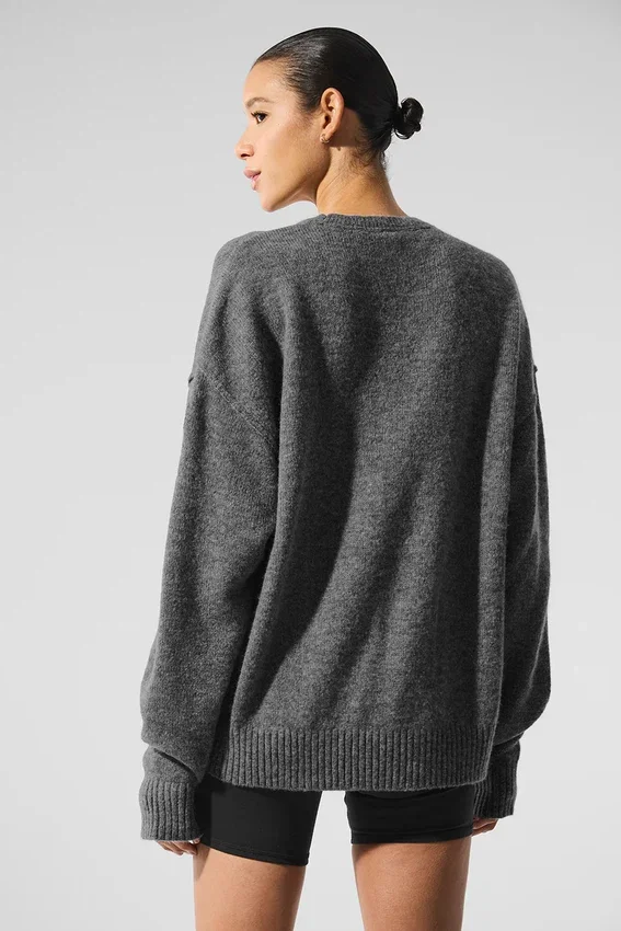 Jersey unisex de cuello redondo «New Class» de lana y cachemira - Gris platino