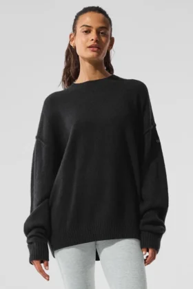 Jersey unisex de cuello redondo «New Class» de lana y cachemira - Negro