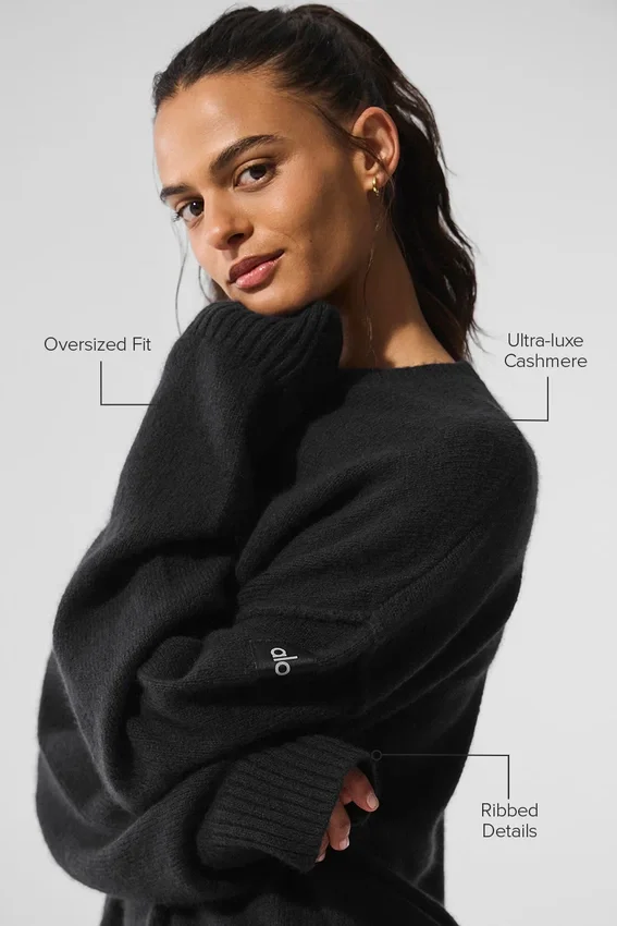 Jersey unisex de cuello redondo «New Class» de lana y cachemira - Negro